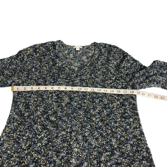 J Jill Sweater Womens Medium Blue Green V Neck Boucle Knit Pullover Sweatshirt - Picture 14 of 15